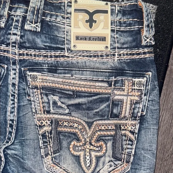 Rock Revival Blue Slim Jeans with Vintage Fading (size 31•30) - Picture 10 of 10